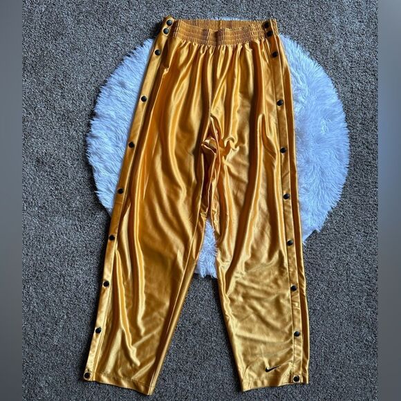 Nike Tear Away Pants Snap Sides Pull On Athletic Basketball Gold Mens Size Large - Picture 1 of 9